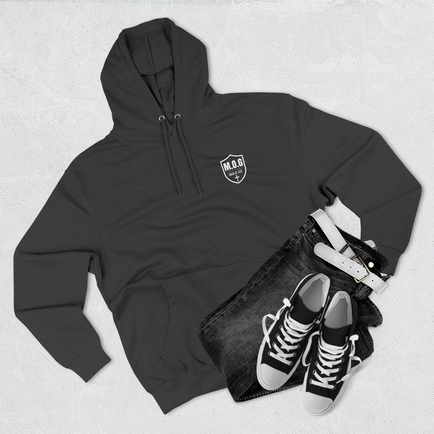 Amor of God Fleece Hoodie — 'Man of God' Front Logo