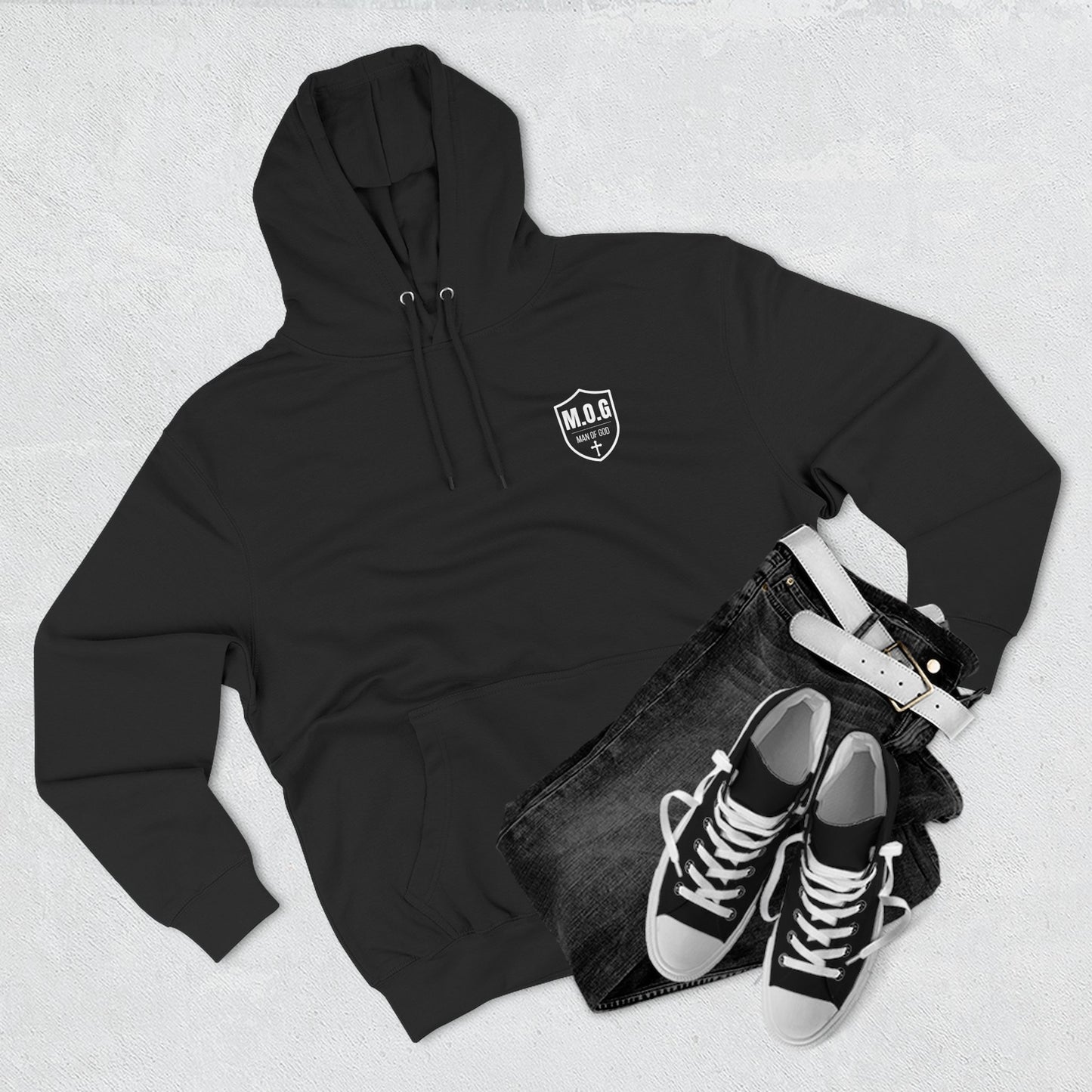 Amor of God Fleece Hoodie — 'Man of God' Front Logo