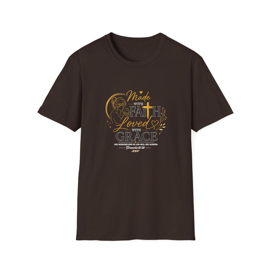 Made with Faith Loved by Grace T-Shirt — Christian Inspirational Tee
