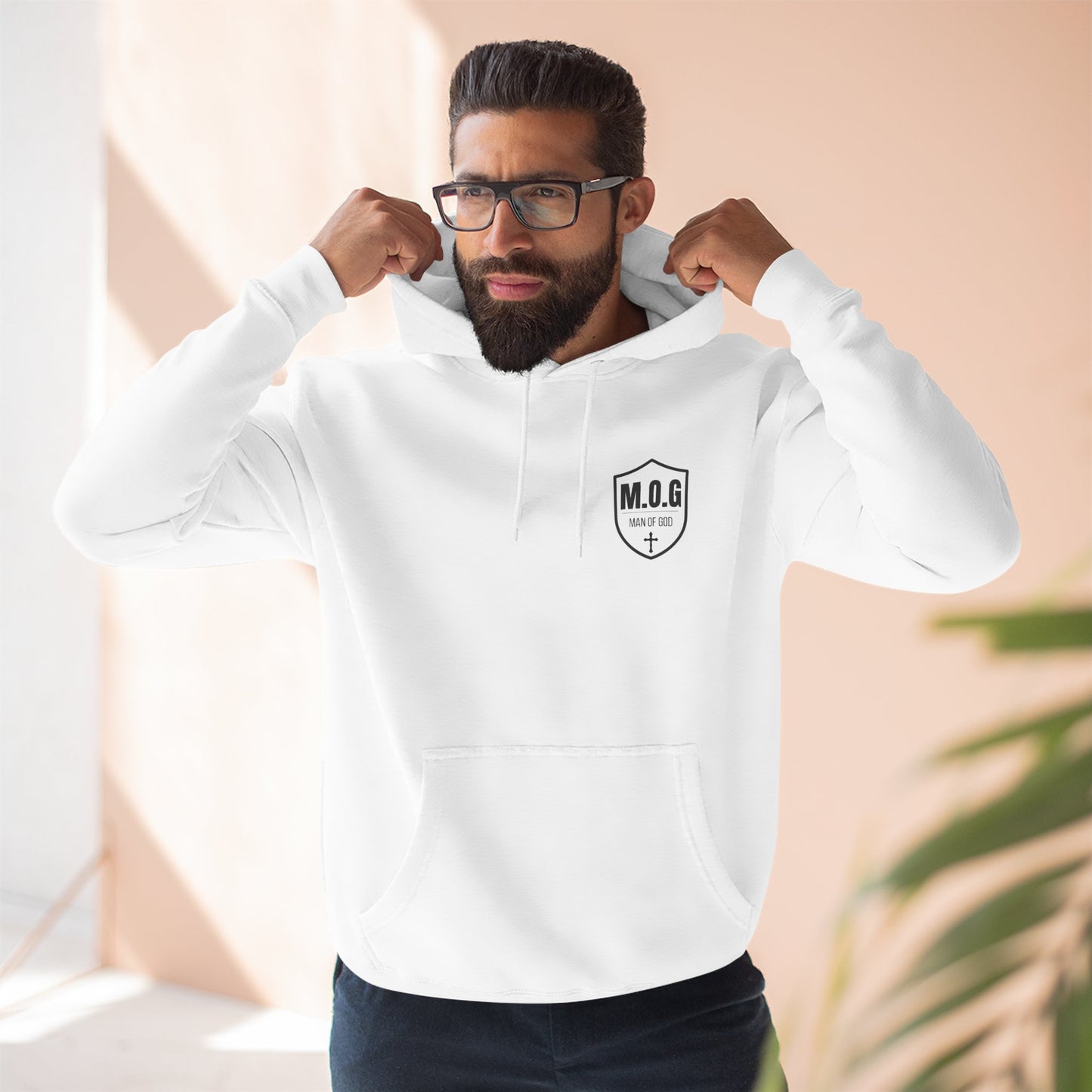Amor of God Fleece Hoodie — 'Man of God' Front Logo