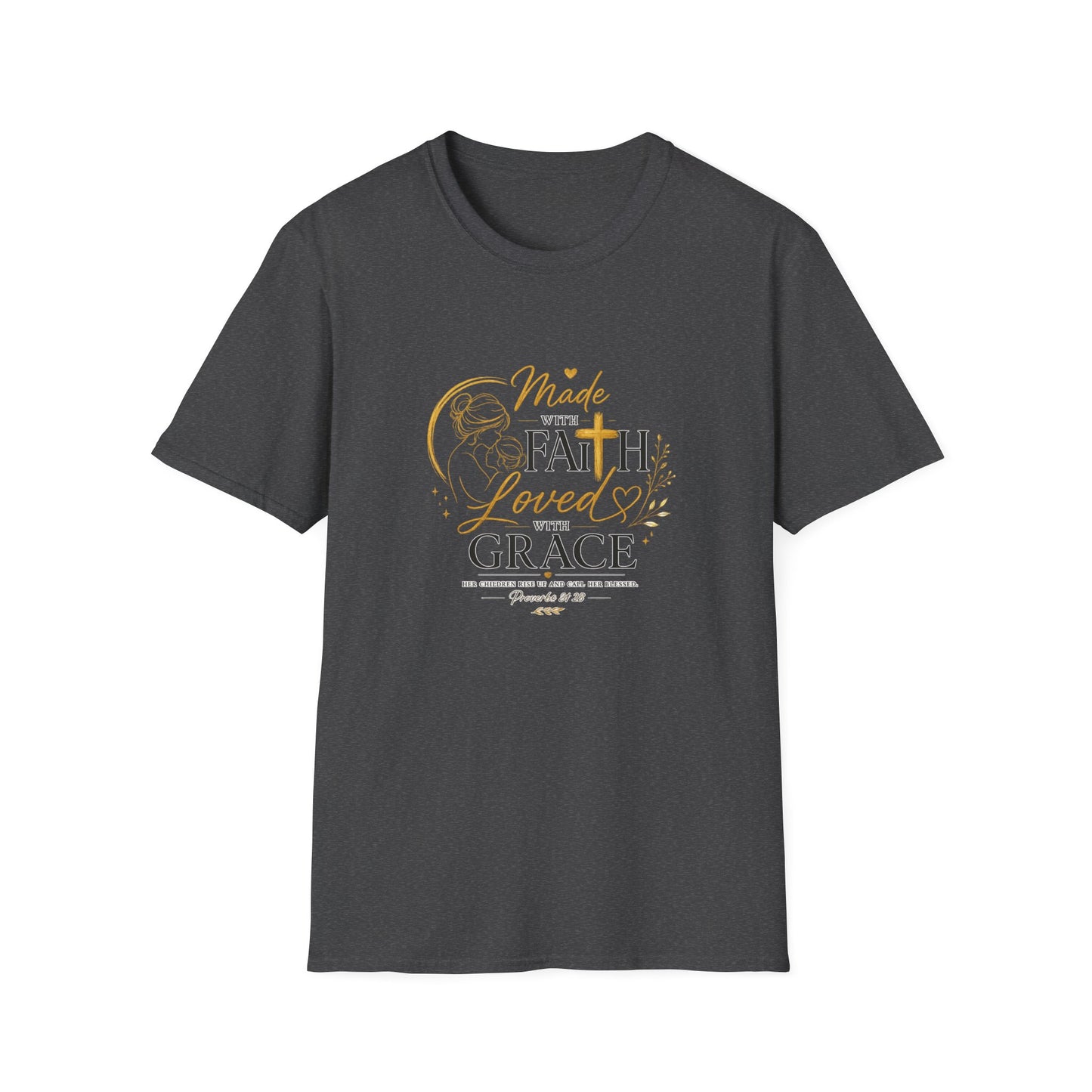 Made with Faith Loved by Grace T-Shirt — Christian Inspirational Tee