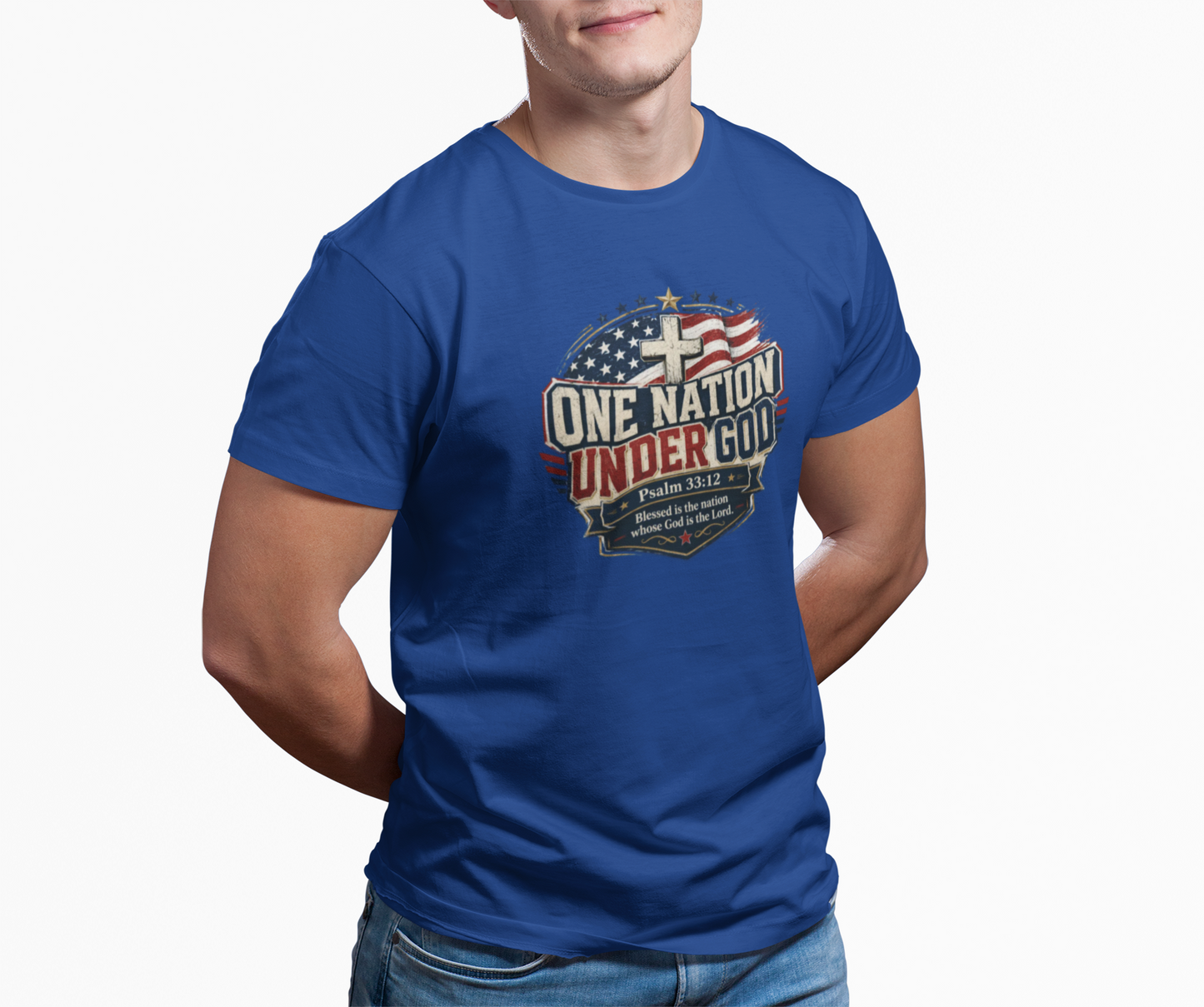 One Nation Under God Christian 4th of July Shirt – Psalm 33:12 Patriotic Faith T-Shirt