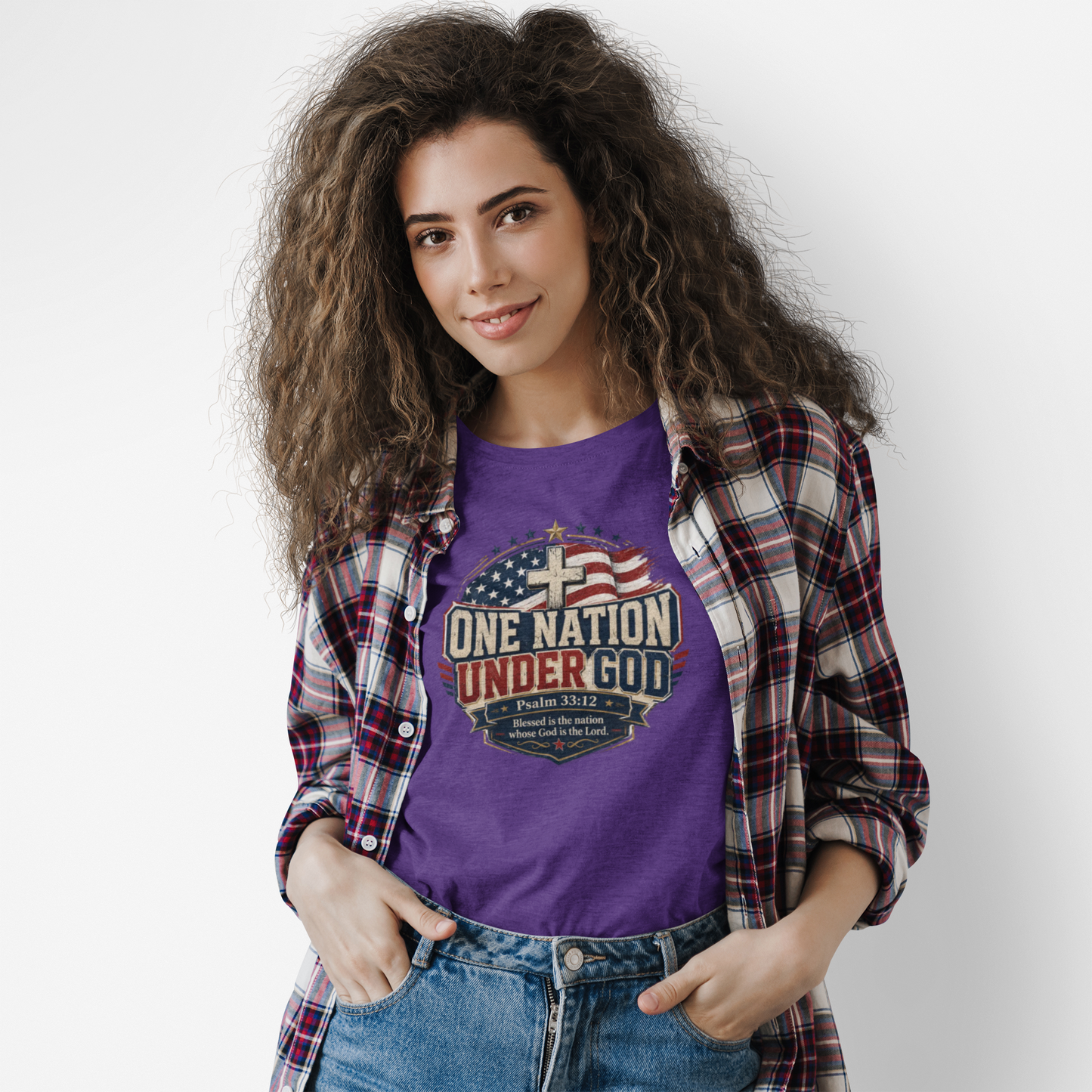 One Nation Under God Christian 4th of July Shirt – Psalm 33:12 Patriotic Faith T-Shirt