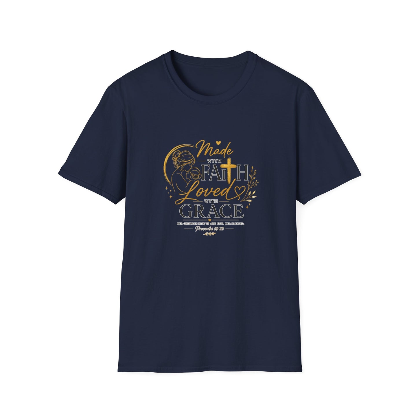 Made with Faith Loved by Grace T-Shirt — Christian Inspirational Tee