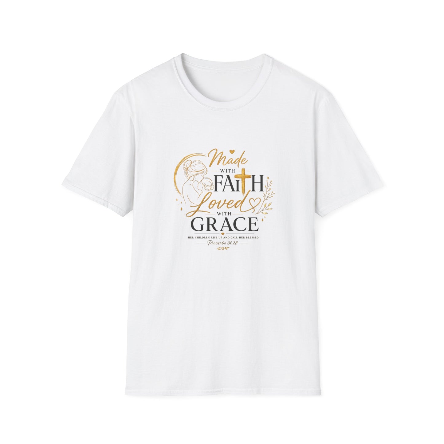 Made with Faith Loved by Grace T-Shirt — Christian Inspirational Tee