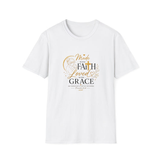 Made with Faith Loved by Grace T-Shirt — Christian Inspirational Tee