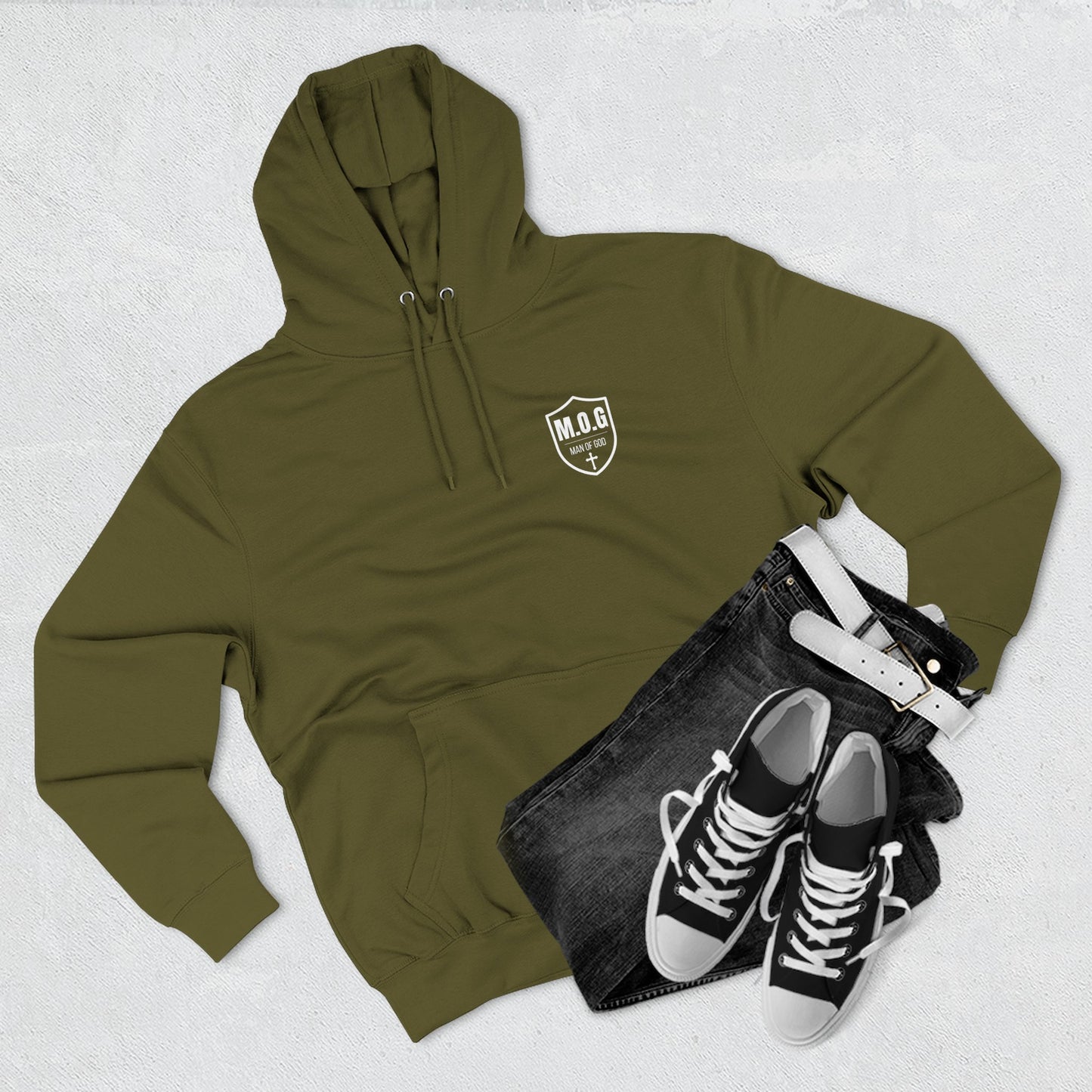 Amor of God Fleece Hoodie — 'Man of God' Front Logo