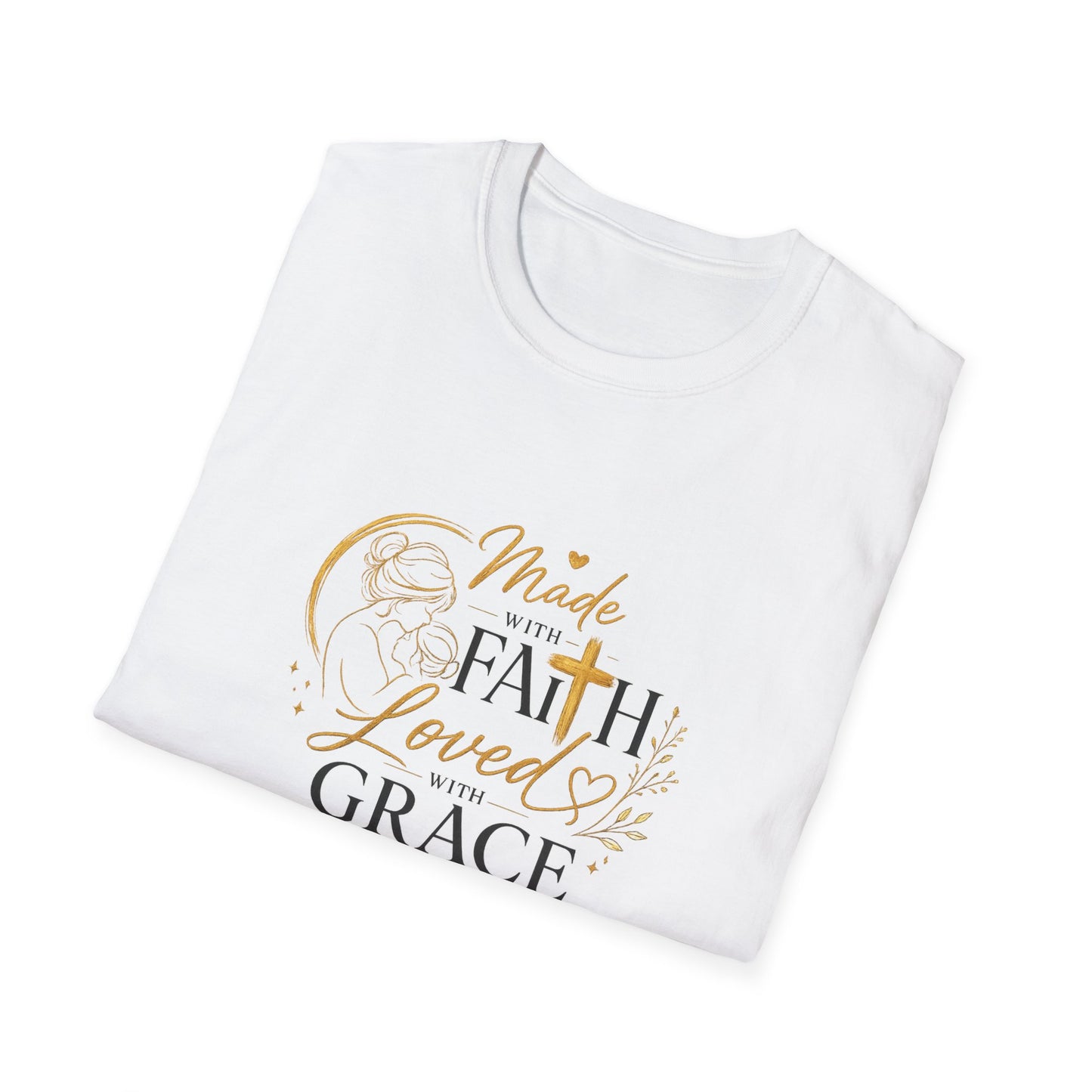 Made with Faith Loved by Grace T-Shirt — Christian Inspirational Tee