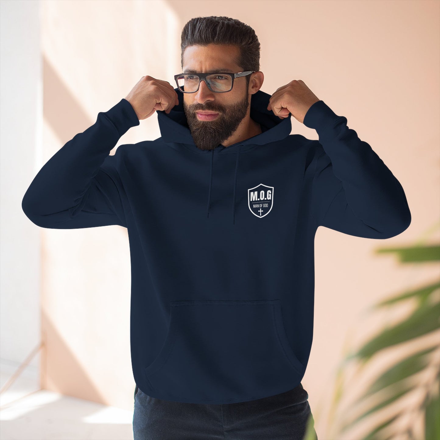 Amor of God Fleece Hoodie — 'Man of God' Front Logo