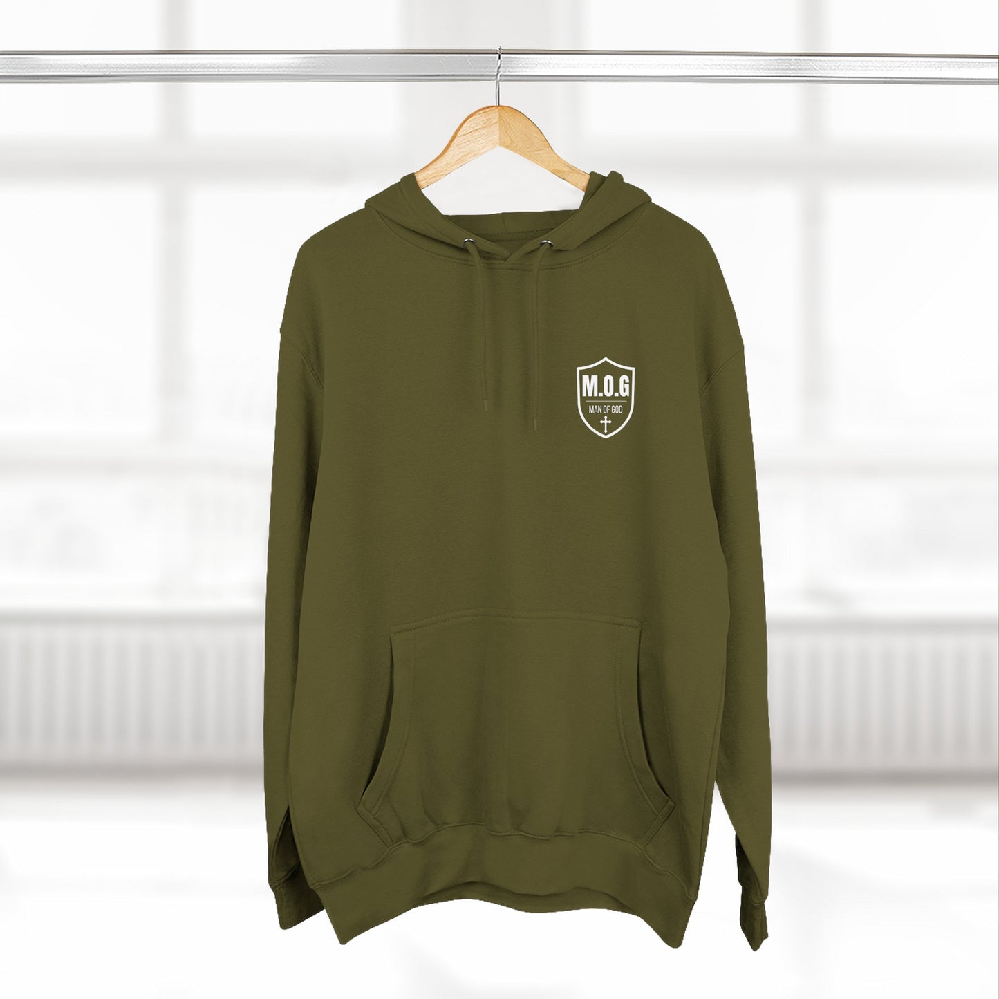 Amor of God Fleece Hoodie — 'Man of God' Front Logo