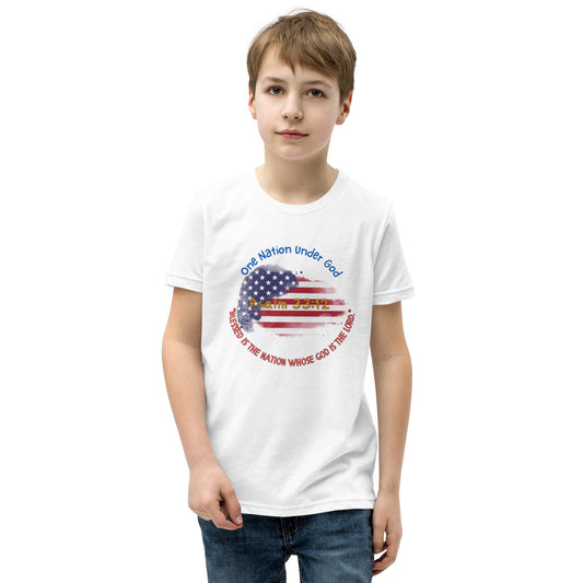 Boys' Youth 4th of July T-Shirt - Patriotic Heart with Bible Verse